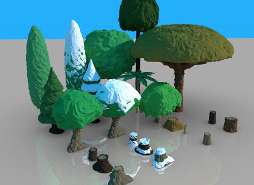 low-poly tree pack preview image